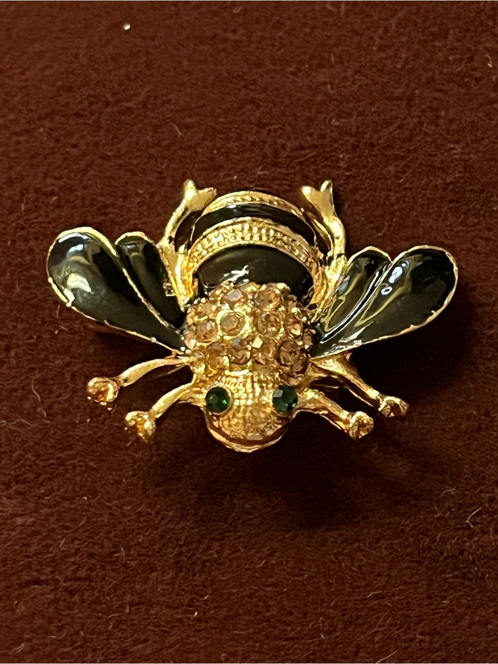 Vintage Lin-Clair Enamel & Rhinestone Bee Brooch Signed